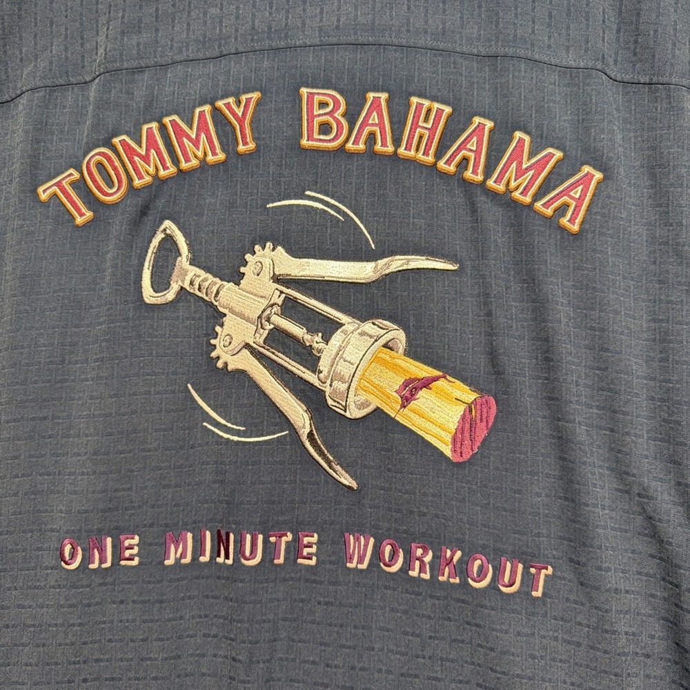 Tommy Bahama Silk Camp Shirt One Minute Workout Cocktail Bar Navy XXL